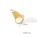 Anello aperto con foglia di ginkgo dorata in acciaio inossidabile e venature dettagliate - Ginkgo