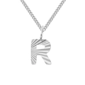 Minimalistische Edelstahl Initial R Anhänger Halskette mit 2mm Panzerkette Silber - Edelstahlfarbe (R)