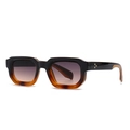 Gafas de sol retro con degradado negro y carey y remaches metálicos de estrella - Montura Degradada Negro Carey / Lente Gris