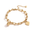 Bracciale a catena a U dorata con pendenti a cuore e sfera con incisione Love - Oro (31904)