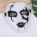 White PVC hip hop dance mask with black gothic reaper pattern for Halloween party - Style D