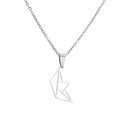 Collier minimaliste en acier inoxydable argenté avec pendentif bateau origami pour femme - Bateau en Papier / Argenté