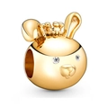 Golden rabbit charm with crown and sparkling rhinestones for DIY bracelets jewelry - 004-Crown Rabbit