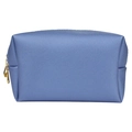 Beauty case azzurro in ecopelle Saffiano con cerniera e dettagli in metallo dorato - Piccolo / Blu