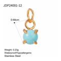Detail view of turquoise pendant with gold interlocking rings and dimensions - December Turquoise Style (JDP24001-12)