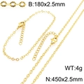Conjunto de cadena y pulsera doradas de acero inoxidable 18K con medidas detalladas - Pulsera / Dorado