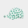 White baseball cap with green clover pattern, seen from a professional side angle - Adjustable / White Green Clover Holiday Style (3# Color)