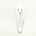 Minimalist white oval snap hair clip with glossy finish for children and women - White