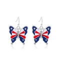 Zinc alloy butterfly earrings featuring USA flag colors and sparkling rhinestones - Style 3-Rhinestone Star and Stripes Butterfly Earrings