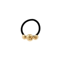 Elastic black hair tie featuring a polished gold geometric bead accent - Three Balls 4cm / Gold