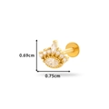 Golden crown labret stud with clear cubic zirconia in 0.69cm by 0.75cm size - Luxury Crown (0169-5#) / Gold