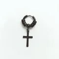 Detail of gothic black skull and cross drop earrings in stainless steel finish - Dragon Cross / Earring (Pierced) / Black