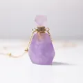 Natural amethyst essential oil bottle pendant with 18K gold chain and crystal cap - Amethyst Faceted Style