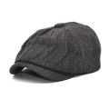 Détail du motif à chevrons sur une casquette gavroche vintage en laine mélangée - M(56-58cm) / Noir