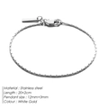 Bracelet chaîne câblée en acier inoxydable or blanc avec plaque rectangulaire - Or Blanc (YS44938)