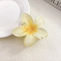 Elegant plumeria flower hair claw clip with yellow gradient finish on white surface - White Yellow Gradient