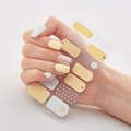 Selbstklebender Nagelaufkleber DQ-44 mit gelben und weißen Blumen-Punktmustern - Gelb Weiß Blumenstil (DQ044)