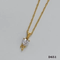Golden heart necklace with clear zircon pendant and fluid metal drip design - Gold Necklace + White Zircon (D651)