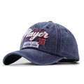 Berretto da baseball in cotone lavato blu scuro con ricamo Player e toppa numero 75 - Regolabile / Blu Navy Lavato
