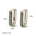 Detailed size specifications of silver U-shaped earrings with green crystal inlay - Silver / Green Zirconia (TE6372-GN-S)