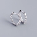 Orecchini a cerchio in argento S925 con pavé di zirconi cubici argentati - Argento 925 / Oro Bianco