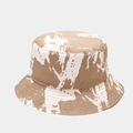Brown and white tie-dye cotton bucket hat with marble print and reinforced stitching - M (56-58cm) / Khaki White Tie-Dye