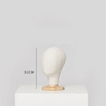 31CM linen mannequin head for hats and wigs display with durable wooden base stand - Beige (With Base-Height 31CM)