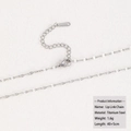 Silver titanium steel lip chain necklace with lobster clasp and adjustable extension link - Titanium Steel / Lips Chain / Silver