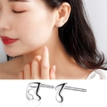 Minimalist S999 sterling silver music note stud earrings for women in silver finish - Musical Note Studs