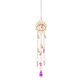 Golden suncatcher with eye design, hanging crystal beads and large teardrop prism pendant - Style 7 Eye Star Moon Pendant
