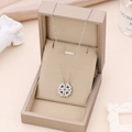 Collier trèfle à quatre feuilles porte-bonheur avec pendentif cœur et coffret - 9163-argent
