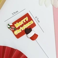 Roter Merry Christmas Kuchendeko Aufsatz mit Weihnachtsstiefel, Größe 3,9cm x 4,7cm - #6003 Rotes Merry Christmas Schild mit Stiefeln