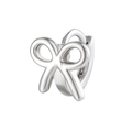 Polierter silberner Schleifen-Creolen-Ohrring für Damen mit minimalistischem Metallfinish - Schleifen Huggie Ohrring (Einzelstück)(A607)