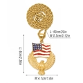 Gold hip hop necklace with American flag eagle pendant including size dimensions - Flying Eagle Flag (466) / Gold