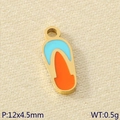 Vergoldeter Flip-Flop-Anhänger mit blauem und orangefarbenem Emaille für DIY-Halsketten - Flip-Flop-Stil (KLJ9598-ZLA) / Himmelblau/Orange