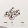 Pendientes de aro en U plateados con perla y diseño acolchado de 2,7 cm - Plata Platino Perla Artificial Gris