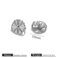 10mm stainless steel butterfly earring backs showing front and back views for DIY jewelry - 10mm Heart Ring / Steel