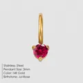 Minimalist 14K gold plated stainless steel pendant with 3mm July Rose birthstone zircon - July Rose Red - Gold