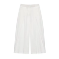 Women's white high-waist wide-leg trousers in premium draped fabric with a clean cut - XS / Pants
