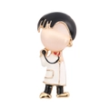 Cartoon female doctor brooch in white coat with stethoscope and enamel finish - Cartoon Black Hair Doctor