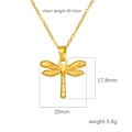 Golden dragonfly pendant necklace in 18K stainless steel with 45cm adjustable chain - Dragonfly Pendant (Gold MS-630)