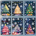 Festive Christmas tree window stickers set with snowflakes and gift box designs - 6Pcs Set Christmas Tree Stickers (545-547)+(549-551)