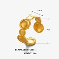 Matte gold geometric round disk ring in stainless steel with open adjustable band - Open Adjustable (ZN337G-2) / Gold Round Sun Ring