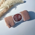 Pleated cotton viscose bubble shawl in dusty rose color with hand made cotton paper wrap - Style #84