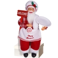 12-inch sitting Santa Claus doll in chef outfit with welcome sign and merry christmas apron - Sitting Chef Santa with Welcome Sign