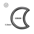 316L stainless steel crescent moon piercing ring in black finish, size 4mm x 1.2mm - Black Celestial Moon