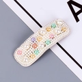 Pinza rectangular con perlas macaron pastel y base perlada blanca para niñas - Estilo 19 Colorido [Cuadrado]