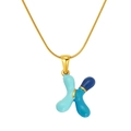 Colorful enamel letter K pendant on a delicate gold snake chain necklace for women - Letter X(S640G-002-X)