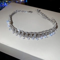Sparkling silver choker necklace with dangling clear cubic zirconia crystal charms - Chain Only / 42# Silver Woven Hanging Diamond Choker