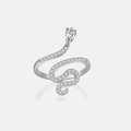 Snake wrap ring in 925 silver finish with marquise cut stone and cubic zirconia pave - Platinum